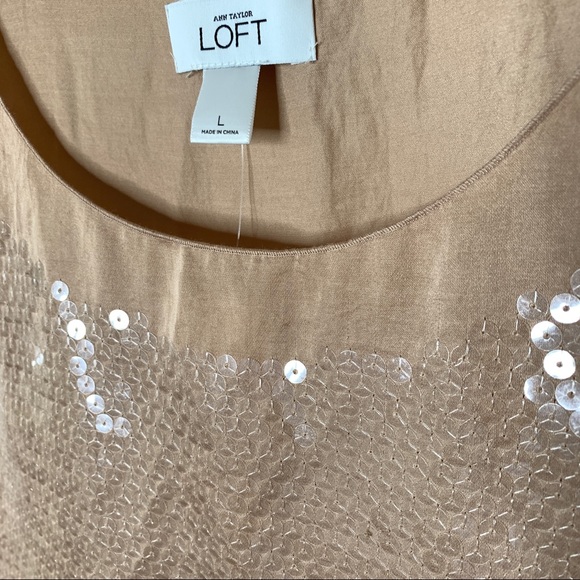 NWT LOFT Champagne Sequin Tank Sz Large - Picture 3 of 5